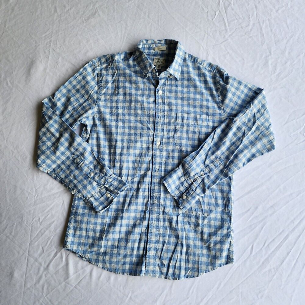 Mens J Crew Blue Button Down Slim Fit Shirt Medium